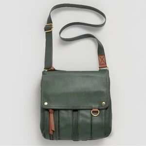 Fossil Morgan Leather Flap Crossbody Bag‎ Unisex Olive Green Adjustable Casual